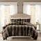 Edge Collections - 26" x 20" - Brown - Zuri Plush Fur Bedding Set Full Queen - 4PC